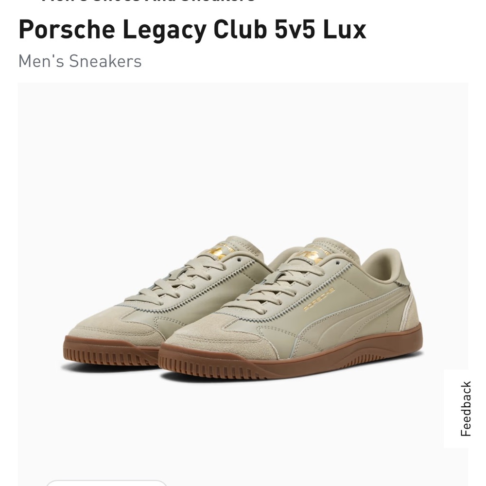NWT Porsche Legacy Club 5v5 Lux Sneakers in Beige with Gum Sole